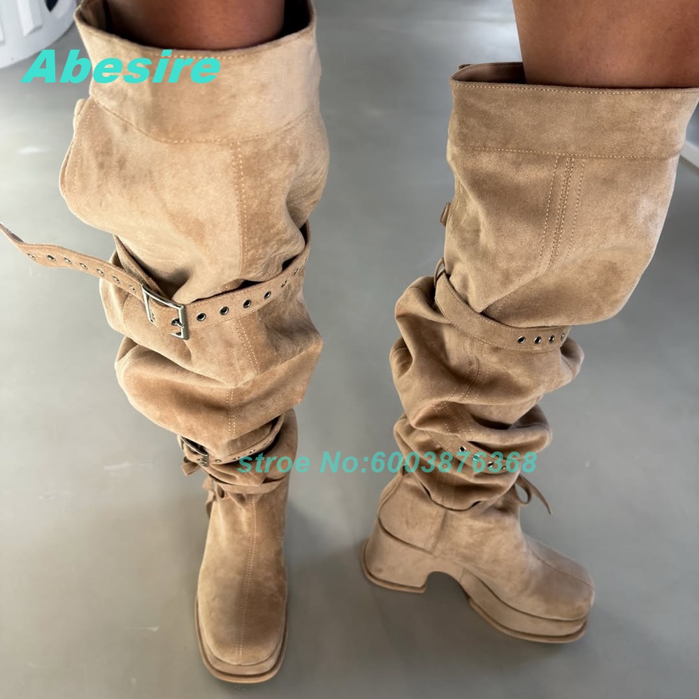 Sepatu bot setinggi lutut berb - Street Fashion Y2K ulasan dan harga