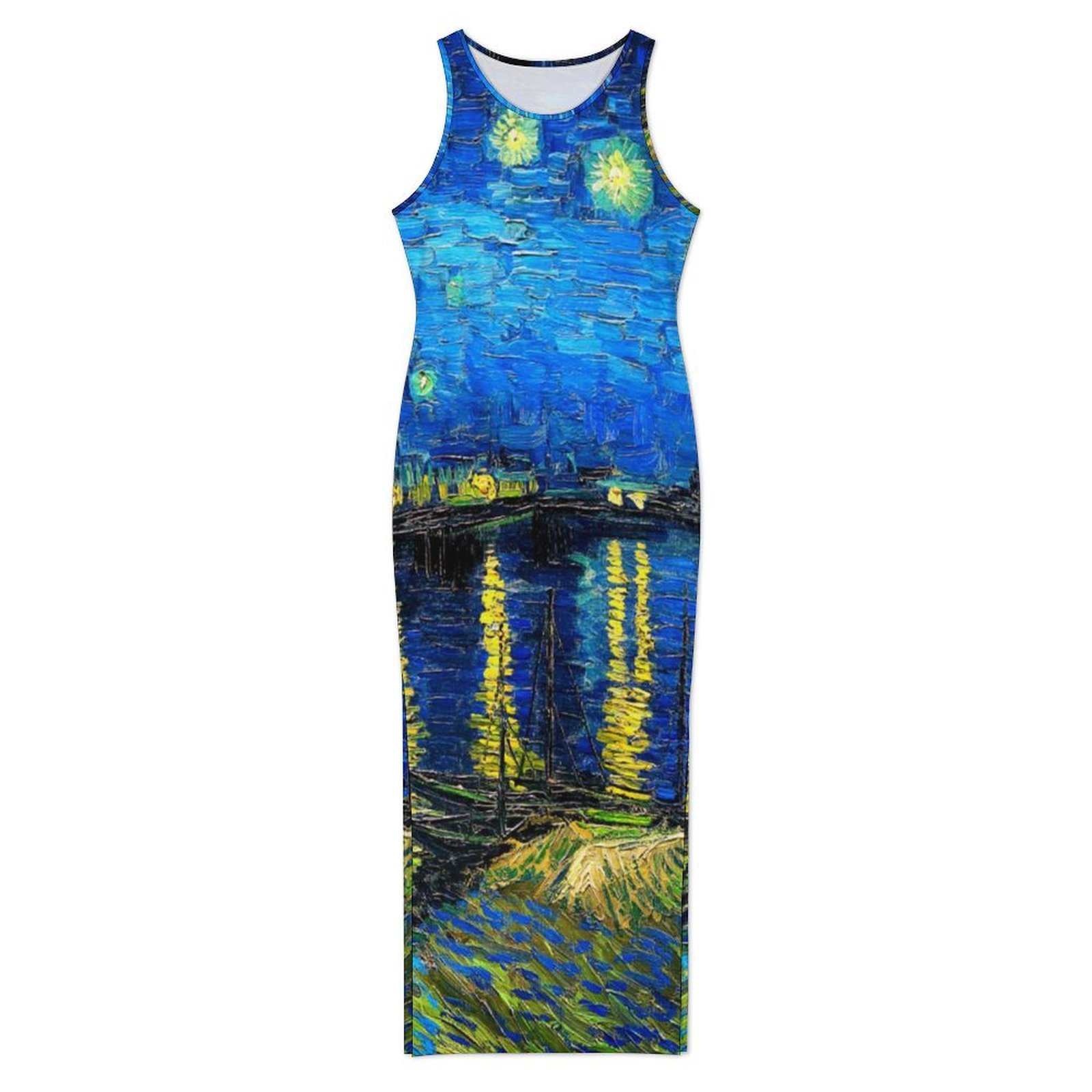 Gaun Bodycon Van Gogh, Motif M - Fashion Street Night ulasan dan harga