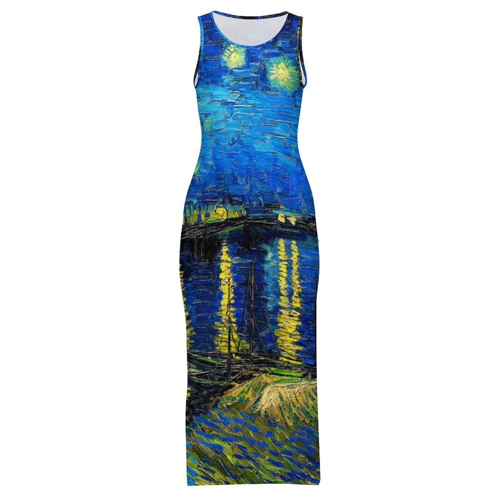 Gaun Bodycon Van Gogh, Motif M - Fashion Street Night ulasan dan harga