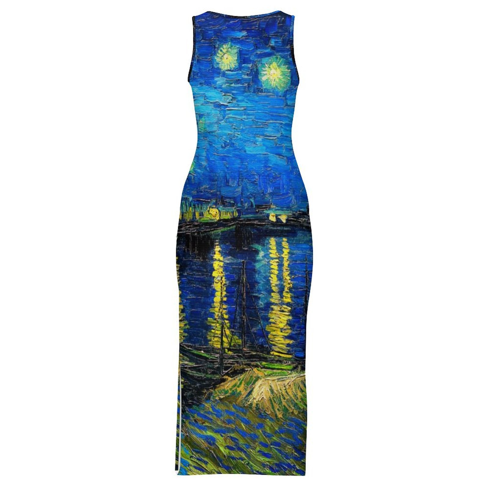 Gaun Bodycon Van Gogh, Motif M - Fashion Street Night ulasan dan harga